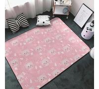 Tappeto decorativo per soggiorno, motivo cartone animato, con simpatico volto di maiale, rosa, antiscivolo, lavabile, 7,6 x 12,7 cm, per camera da letto, soggiorno, 152 x 99 cm