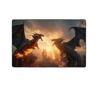 Tappeto decorativo per soggiorno, motivo castello con drago di fuoco, antiscivolo, lavabile, 7,6 x 12,7 cm, per camera da letto, interni, per camera da letto e soggiorno, 152 x 99 cm