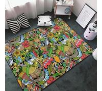 Tappeto decorativo per soggiorno, motivo con simboli della cultura hawaiana, 1 tappeto antiscivolo, lavabile, 7,6 x 12,7 cm, per camera da letto, soggiorno, morbido tappeto per camera da letto e