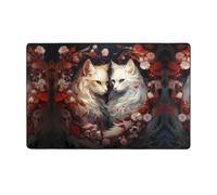 Tappeto decorativo per soggiorno, motivo: coppia di gatti e fiori, antiscivolo, lavabile, 7,6 x 12,7 cm, per camera da letto, interni, per camera da letto e soggiorno, 152 x 99 cm