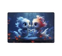 Tappeto decorativo per soggiorno, motivo: coppia di pesci e fiori, antiscivolo, lavabile, 7,6 x 12,7 cm, per camera da letto, interni, per camera da letto e soggiorno, 152 x 99 cm