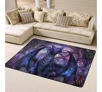 Tappeto decorativo per soggiorno, motivo drago fantasy in cattedrale, morbido, lavabile, per camera da letto, soggiorno, 160 x 122 cm
