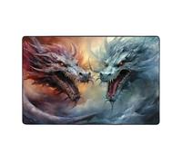 Tappeto decorativo per soggiorno, motivo drago tempesta bianco e rosso, antiscivolo, lavabile, 7,6 x 12,7 cm, per camera da letto, interni, camera da letto e soggiorno, 152 x 99 cm