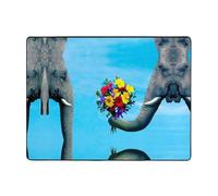 Tappeto decorativo per soggiorno, motivo elefante con tronco di coppia e fiori, morbido, lavabile, per camera da letto, 150 x 122 cm, per interni, camera da letto e soggiorno