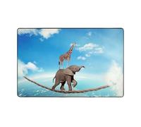 Tappeto decorativo per soggiorno, motivo: elefante, giraffa supera la paura camminando su corda alta, antiscivolo, lavabile, 7,6 x 12,7 cm, per camera da letto, interni, morbido, per camera da letto e