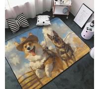 Tappeto decorativo per soggiorno, motivo: fattoria Corgi, pastore tedesco, antiscivolo, lavabile, 7,6 x 12,7 cm, per camera da letto, soggiorno, 152 x 99 cm