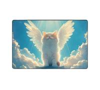 Tappeto decorativo per soggiorno, motivo gatto alato, antiscivolo, lavabile, 7,6 x 12,7 cm, per camera da letto, interni, per camera da letto e soggiorno, 152 x 99 cm