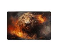 Tappeto decorativo per soggiorno, motivo leone di fuoco, antiscivolo, lavabile, 7,6 x 12,7 cm, per camera da letto, interni, per camera da letto e soggiorno, 152 x 99 cm