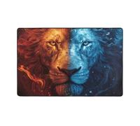 Tappeto decorativo per soggiorno, motivo: leone di fuoco rosso e blu, antiscivolo, lavabile, 7,6 x 12,7 cm, per camera da letto, interni, camera da letto e soggiorno, 152 x 99 cm