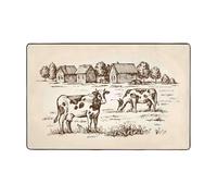 Tappeto decorativo per soggiorno, motivo: mucche sulla fattoria, antiscivolo, lavabile, 7,6 x 12,7 cm, per camera da letto, interni, per camera da letto e soggiorno, 152 x 99 cm
