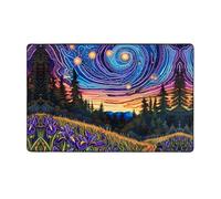 Tappeto decorativo per soggiorno, motivo: notte galattica sul prato, 7,6 x 12,7 cm, antiscivolo, lavabile, per camera da letto, soggiorno, 152 x 99 cm