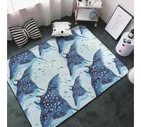 Tappeto decorativo per soggiorno, motivo: pesciolino di razza blu, antiscivolo, lavabile, 7,6 x 12,7 cm, per camera da letto, interni, camera da letto, soggiorno, 152 x 99 cm