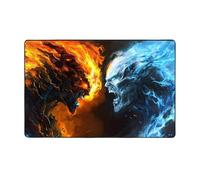 Tappeto decorativo per soggiorno, motivo teschio di fuoco rosso e blu, antiscivolo, lavabile, 7,6 x 12,7 cm, per camera da letto, interni, camera da letto e soggiorno, 152 x 99 cm