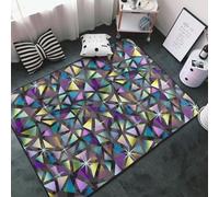 Tappeto decorativo per soggiorno, motivo triangoli viola-oro, antiscivolo, lavabile, 7,6 x 12,7 cm, per camera da letto, interni, camera da letto, soggiorno, 152 x 99 cm