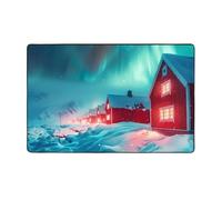 Tappeto decorativo per soggiorno, motivo villaggio Aurora Boreale, 7,6 x 12,7 cm, antiscivolo, lavabile, per camera da letto, soggiorno, 152 x 99 cm