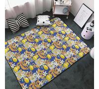 Tappeto decorativo per soggiorno, stile siciliano, colore: limone, blu, antiscivolo, lavabile, 7,6 x 12,7 cm, per camera da letto, soggiorno, 152 x 99 cm