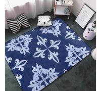 Tappeto decorativo per soggiorno, stile siciliano, con stampa blu navy, antiscivolo, lavabile, 7,6 x 12,7 cm, per camera da letto, interni, per camera da letto e soggiorno, 152 x 99 cm
