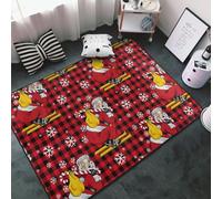 Tappeto decorativo per soggiorno, stile vintage, motivo Babbo Natale che scia, motivo scozzese rosso, antiscivolo, lavabile, 7,6 x 12,7 cm, per camera da letto, soggiorno, 152 x 99 cm