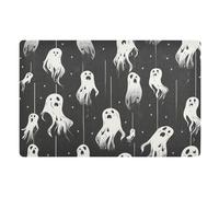 Tappeto decorativo poltergeist da appendere con fantasmi neri e bianchi, per esterni, ingresso, patio, portico, porta d'ingresso, 81,3 x 50,8 cm, in gomma antiscivolo, ultra sottile, per patio e