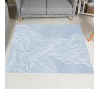 Tappeto,Decorazione per la casa con design moderno e geometrico, blu-grigio, 110 x 110 cm, Area Rug Living Room, Bedroom, Farmhouse Fireplace, Lounge Rugs for Wooden Floors,