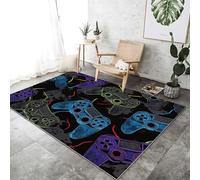 Tappeto del soggiorno 160 x 230 cm, Tappeti a pelo corto e fitto per la camera da letto, Semplice Informazioni Sul Controller Di Gioco, Extra morbido e facile da pulire, Nero