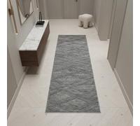 Tappeto Design Effetto 3D Boho Motivo Etnico Soffice Accogliente Lavabile Durevole Resistente Passatoia Grigio 80x250 cm Camera da Letto Soggiorno OEKO-TEX Riscaldamento a Pavimento