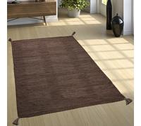 Tappeto Design Tessuto Kelim Lavorato A Mano 100% Cotone Moderno Mélange Marrone