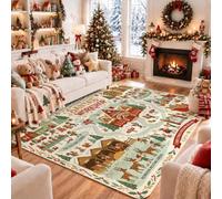 Tappeto di Babbo Natale con mappa dell'officina illustrazione di area di | Illustrazione della mappa fantasiosa, scene festive, narrazione stagionale, decorazione per le vacanze invernali