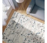 Tappeto di design di alta qualità Antea - tappeti moderni a pelo corto - tappeti per interni dal design vintage - (160x230cm, fiori blu)