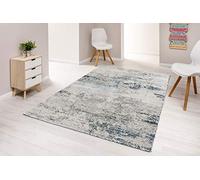 tappeto di design di alta qualità Antea - tappeti moderni a pelo corto - tappeto per interni dal design vintage - (160x230cm, blu/crema vintage)