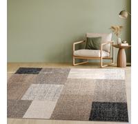 Paco Home Tappeto Di Design Moderno A Quadri Tappeto A Pelo Corto Marrone Crema, Dimensione:140x200 cm