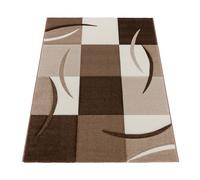 Paco Home Tappeto Di Design Orlo Modello A Quadri Nei Colori Marrone Beige Crema, Dimensione:120x170 cm