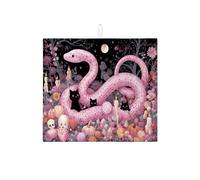 Tappeto di essiccazione fantasia per bancone cucina pesca serpente e gatto tappetino scolapiatti assorbente in microfibra per la decorazione del bancone della cucina, 40,6 x 45,7 cm