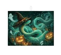 Tappeto di essiccazione fantasia serpente per bancone cucina tappeto asciugatura in microfibra motivo fantasma, tappetino per scolapiatti assorbente, 45,7 x 61 cm