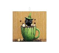 Tappeto di essiccazione per bancone cucina motivo gatto di Halloween, tappetino assorbente per scolapiatti in microfibra per caffè, bar, 40,6 x 45,7 cm