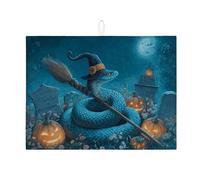 Tappeto di essiccazione per bancone cucina tappeto scolapiatti assorbente blu fantasia tappeto di essiccazione divertente in microfibra per bancone cucina bar bar 45,7 x 61 cm