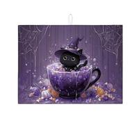 Tappeto di essiccazione per gatti di Halloween per bancone della cucina, tappetino assorbente per scolapiatti stuoia di essiccazione in microfibra per bancone della cucina, 45,7 x 61 cm