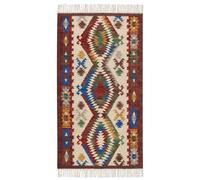 Tappeto di lana multicolore 80 x 150 cm kilim fatto a mano con nappe Arevik