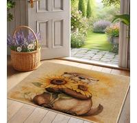 Tappeto di lontra girasole bello tappetino porta lontra marrone per decorazione primaverile all'aperto e interno, ecologico, antiscivolo, assorbe la polvere, facile da pulire, 29 x 17