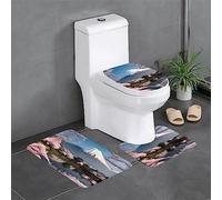 Tappeto di peluche per camera da letto, cucina, vasca da bagno, decorazione per la casa, il Monte Fuji all'inizio della primavera tappetino protettivo per il bagno set da 3 pezzi, tappeto assorbente