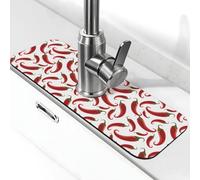 Tappeto di rubinetto rosso peperoncino lavello cucina tappeto assorbente ad asciugatura rapida protezione contro gli schizzi bel tappeto di drenaggio per lavello cucina
