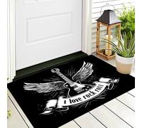 Tappeto D'Ingresso 3D Nero Ali Musicali,Tappeti Antiscivolo Arte Rupestre Per Della Salotto Cameretta Scendiletto Bagno Soggiorno Porta Anteriore E Posteriore Ufficio,40X60Cm