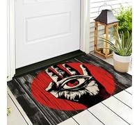 Tappeto D'Ingresso 3D Nero Rosso Occhi Palmari,Tappeti Antiscivolo Arte Rupestre Per Della Salotto Cameretta Scendiletto Bagno Soggiorno Porta Anteriore E Posteriore Ufficio,70X100Cm
