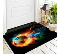 Tappeto D'Ingresso 3D Rosso Arancione Flame Football,Tappeti Antiscivolo Movimento Astratto Per Della Salotto Cameretta Scendiletto Bagno Soggiorno Porta Anteriore E Posteriore Ufficio,60X90Cm