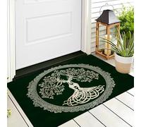 Tappeto D'Ingresso 3D Verde Scuro Albero Strutturato,Tappeti Antiscivolo Piante Naturali Per Della Salotto Cameretta Scendiletto Bagno Soggiorno Porta Anteriore E Posteriore Ufficio,50X80Cm