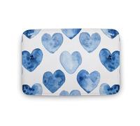 Tappeto disegnato a mano con cuore blu grande tappeto in velluto corallo tappetini con retro in gomma antiscivolo vasca da bagno tappetino elegante tappeto lavabile per sala giochi 50 x 80 cm