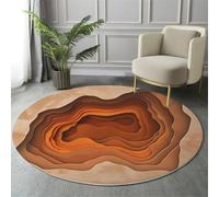 Tappeto Disegno Astratto Carta Tagliata 160Cm,Rotondo A Pelo Lungo,Con Texture Una Grotta Nel Deserto,Lavabile,Cerchio Extra Morbido,Per Camera Letto,Sala Pranzo,Cameretta Dei Bambini,Marrone Terroso