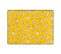 Tappeto divertente e carino a forma di pollo giallo, decorazione per soggiorno, morbido, lavabile, per camera da letto, 150 x 122 cm, per interni, camera da letto e soggiorno