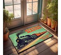 Tappeto divertente per porta d'ingresso con locomotiva a vapore: poster vintage ferroviario zerbino cucina stuff divertente (50 x 80 cm)