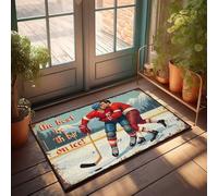 Tappeto divertente per porta d'ingresso, poster vintage di hockey, con scritta "The Best On Ice!", zerbino da cucina e benvenuto (65 x 90 cm)